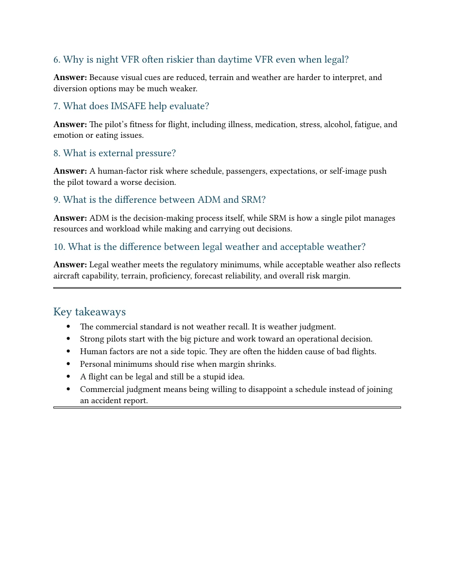 Complete Commercial manuscript source page 33, with the remaining practice answers and chapter takeaways.