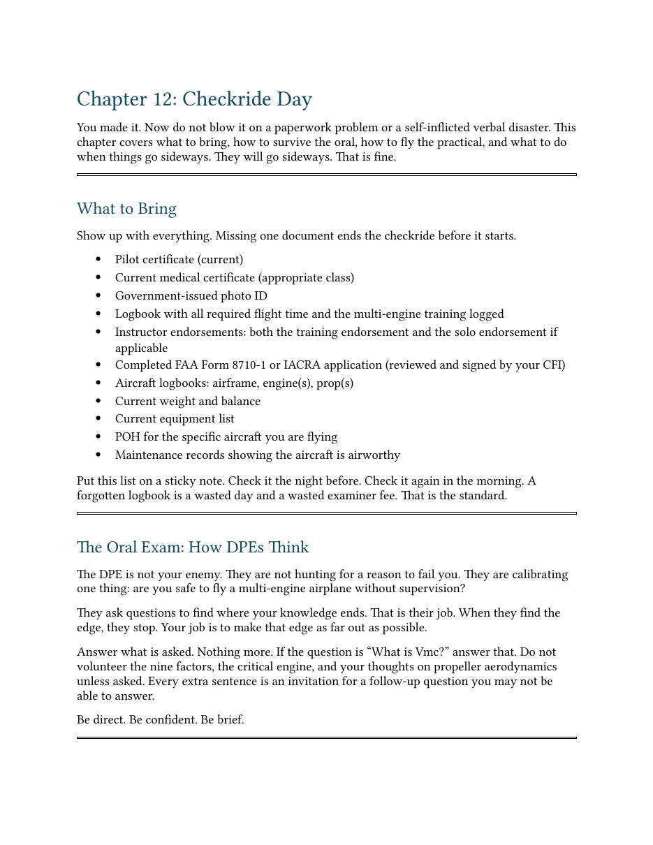 Complete source page 107 with the author’s preparation checklist and oral-study guidance; checklist qualifications precede the image and a text transcript follows.