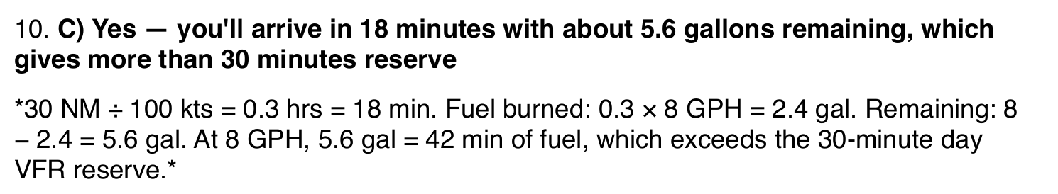 Original answer C with its time and fuel calculation; accessible explanation follows.